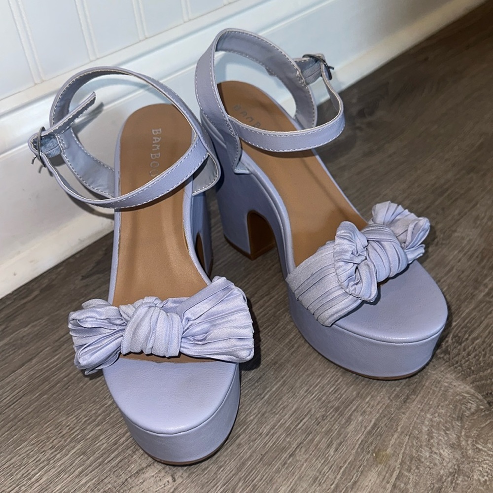 Periwinkle platform heels with bow